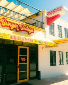 Front entrance of Burger Bodega smash burger restaurant in Houston