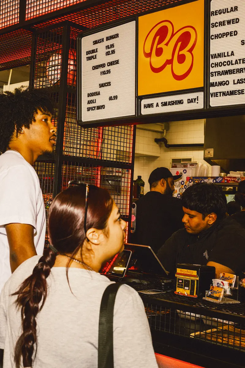 Burger Bodega dining area in Houston with local neighborhood atmosphere