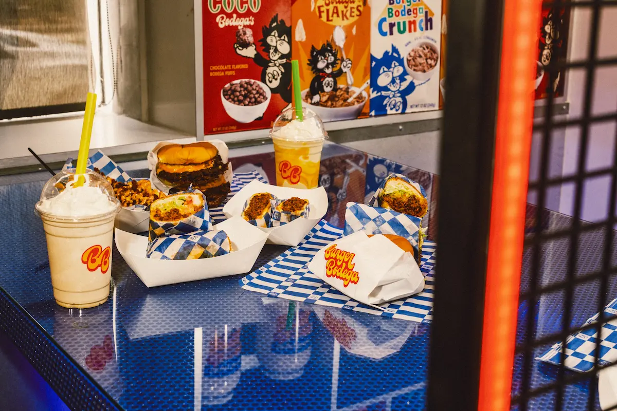 Burger Bodega smash burger on a table in Houston